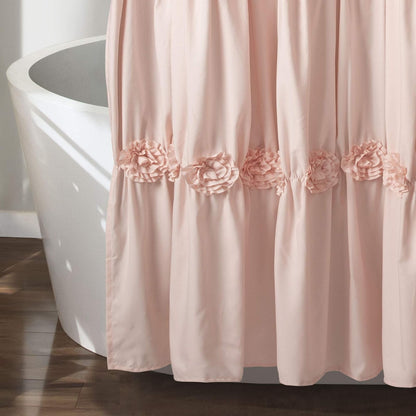 Lush Decor Darla Cortina de Ducha de baño Floral Fruncida, 72 x 72 Pulgadas, Color Rubor