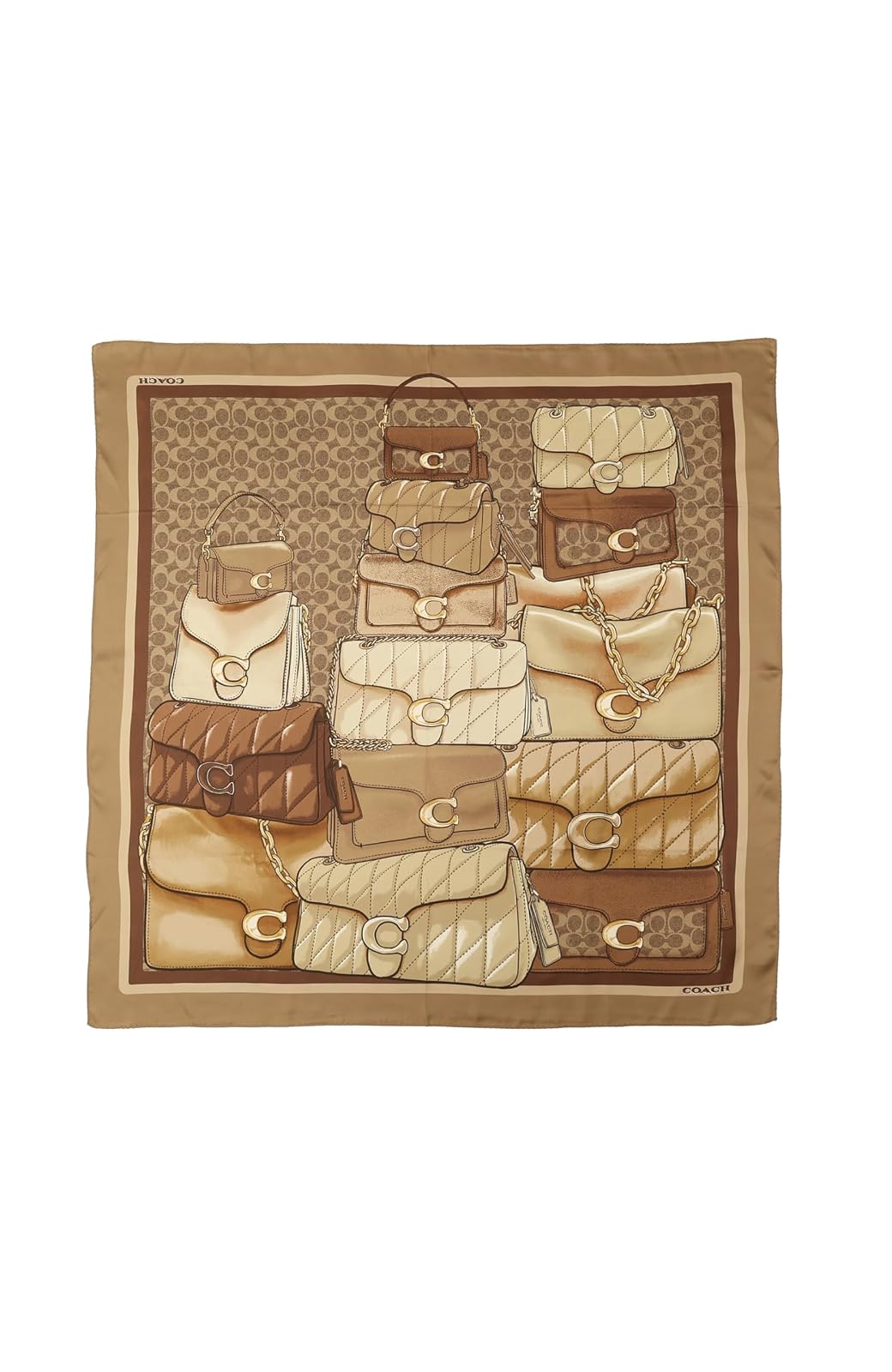 COACH Stacked Tabby Printed Silk Square Bufanda Mujer