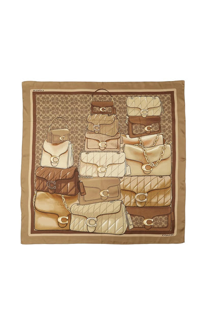COACH Stacked Tabby Printed Silk Square Bufanda Mujer