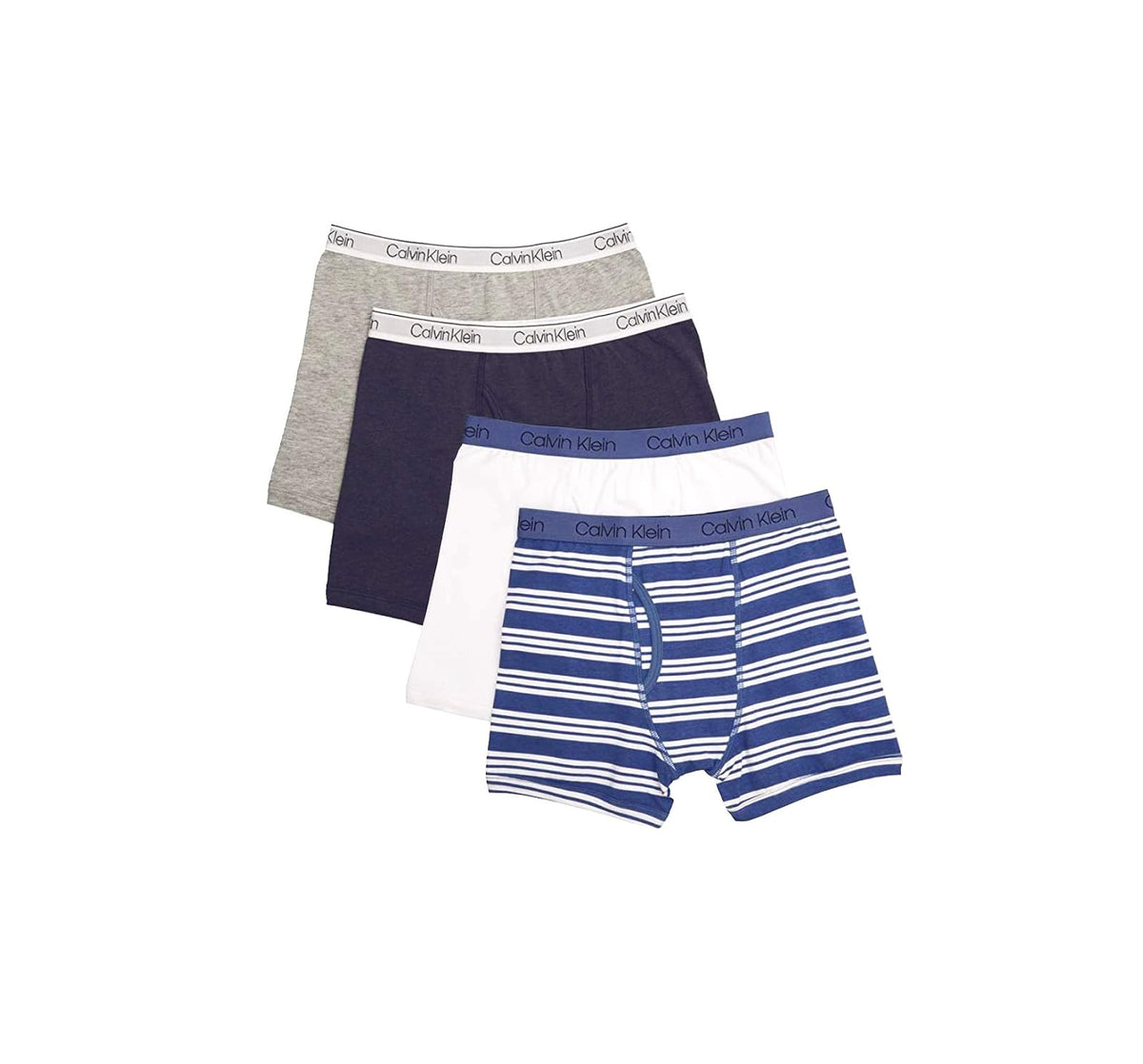 Calvin Klein calzoncillos de algodón para niño, paquete de 4 - Rayas Azul Blanco - G