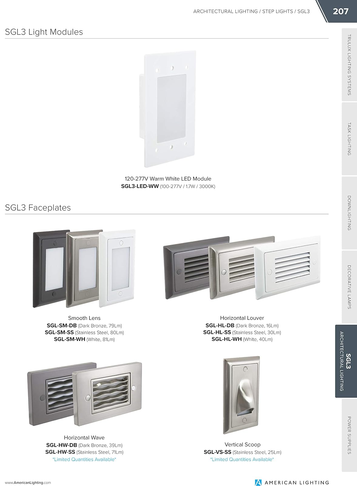 American Lighting SGL-HL-SS Horizontal Louver Faceplate for LED Step Light, Stainless Steel