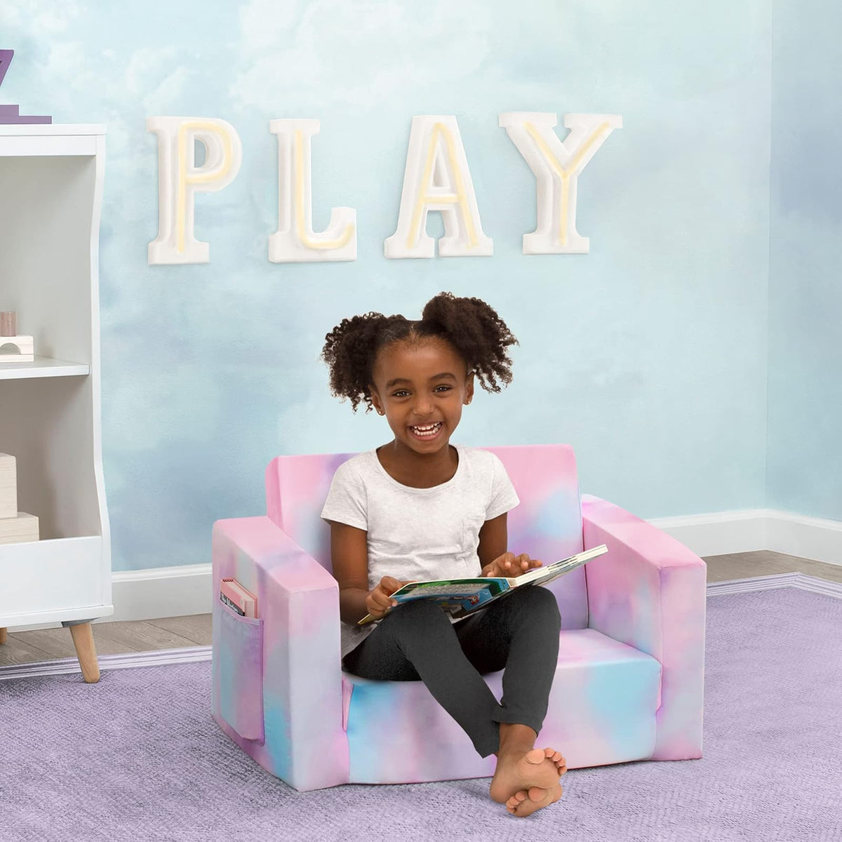 Delta Children Silla Cozee Flip-out Convertible 2 en 1 en Sillón Reclinable para Niños