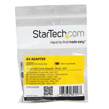 StarTech DVIVGAMFBK - Cable Adaptador DVI-I Macho a VGA HD15 Hembra, color Negro