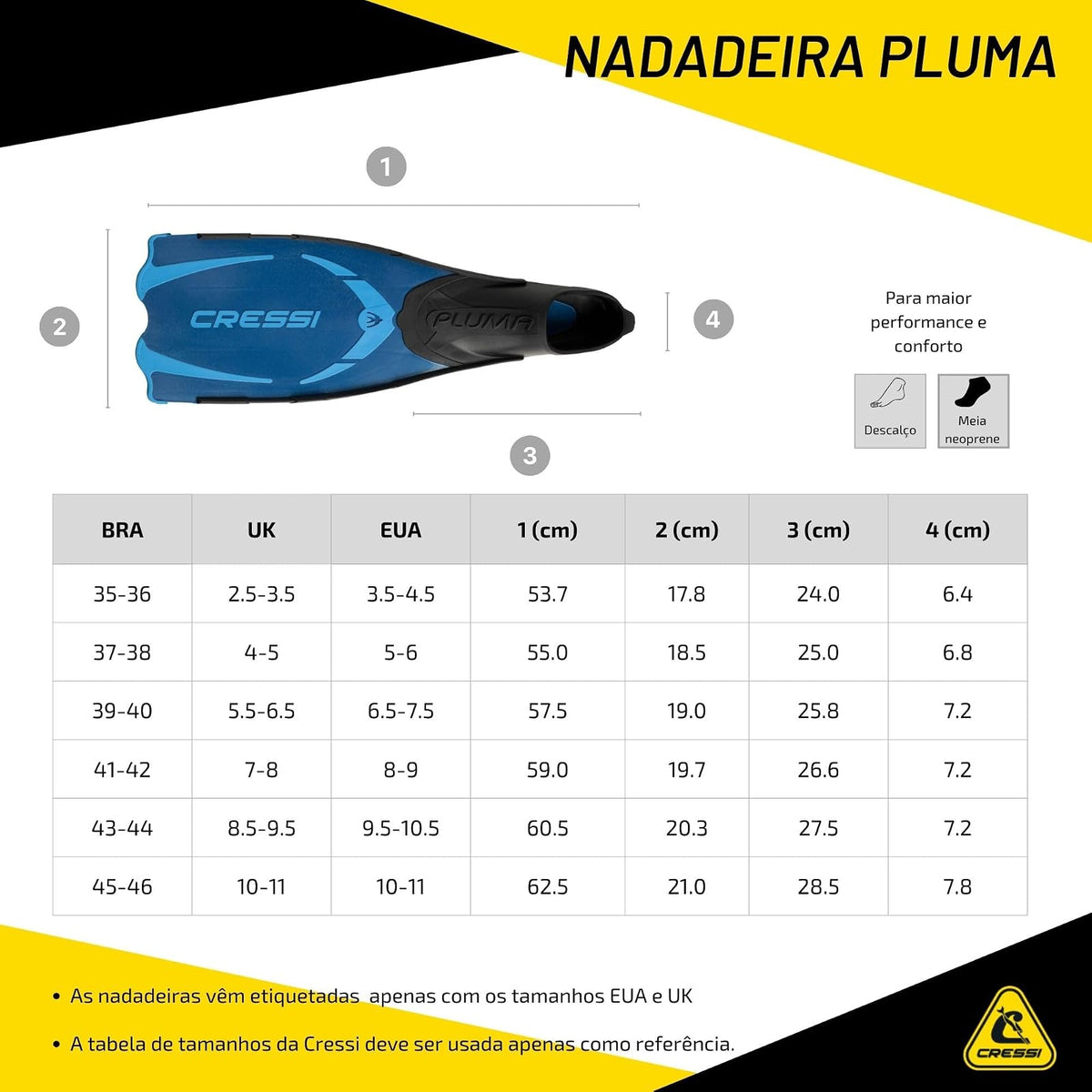 Cressi - Aletas de Snorkel para Adultos con Bolsillo Completo Fabricado con tecnología Avanzada, Color Pluma: Fabricado en Italia