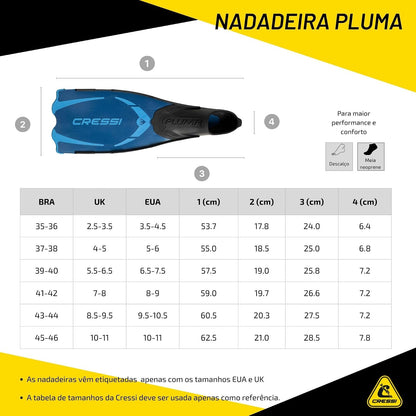 Cressi - Aletas de Snorkel para Adultos con Bolsillo Completo Fabricado con tecnología Avanzada, Color Pluma: Fabricado en Italia