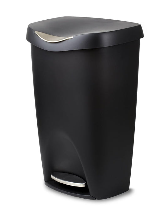 Umbra Brim Bote de Basura Moderno Grande con Tapa para Cocina y Baño, 50L, Negro