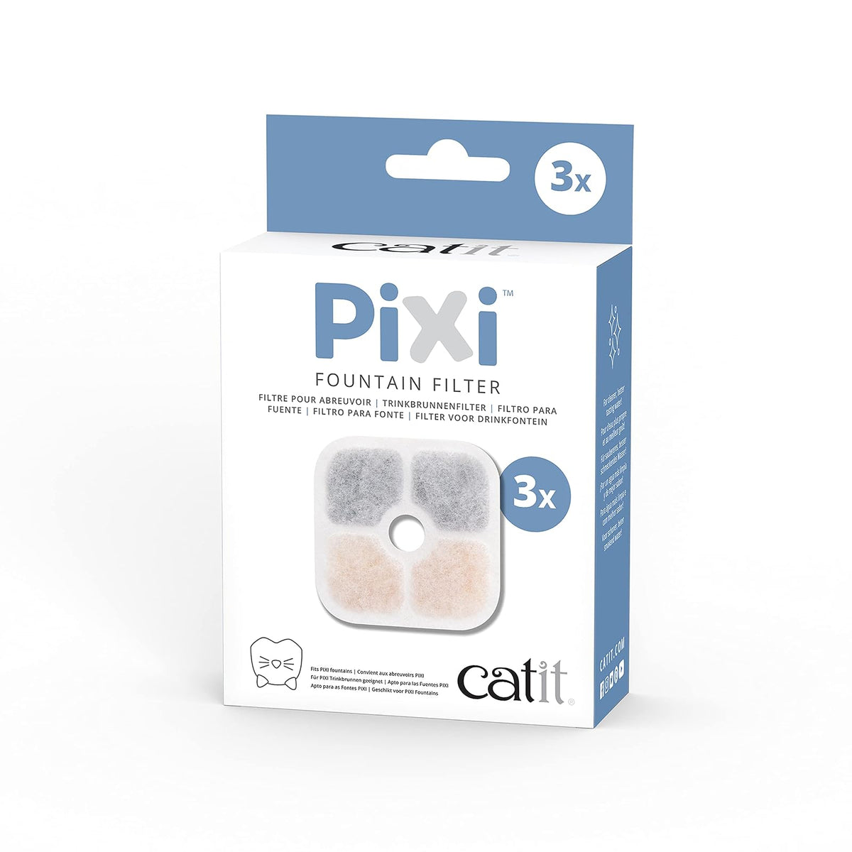 Catit PIXI Filtros de Repuesto para Fuente de Agua para Gatos - Paquete de 3