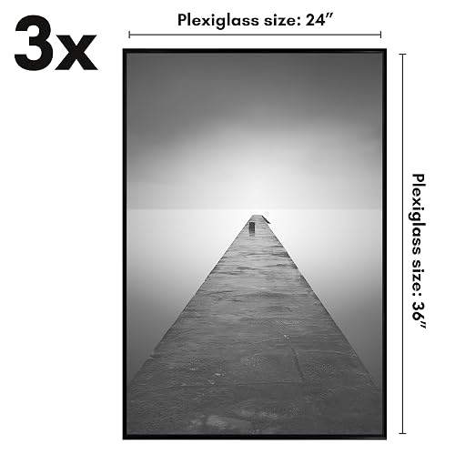 Americanflat - Marco para póster de 24 x 36 pulgadas con cubierta frontal pulida, juego de 3 marcos de fotos deslizantes con molduras construibles - Colección Fusion - Marcos de fotos para exhibición