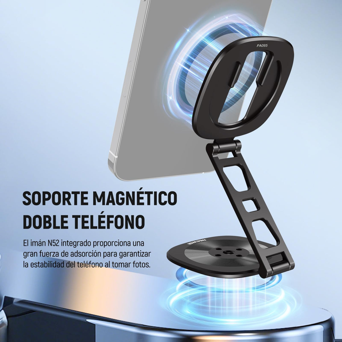 NEEWER - Soporte magnético Doble para teléfono Celular, Soporte de trípode con Rosca de 1/4 Pulgadas y Soporte para Zapato fría, Compatible con MagSafe iPhone, Samsung Android para grabación de Video