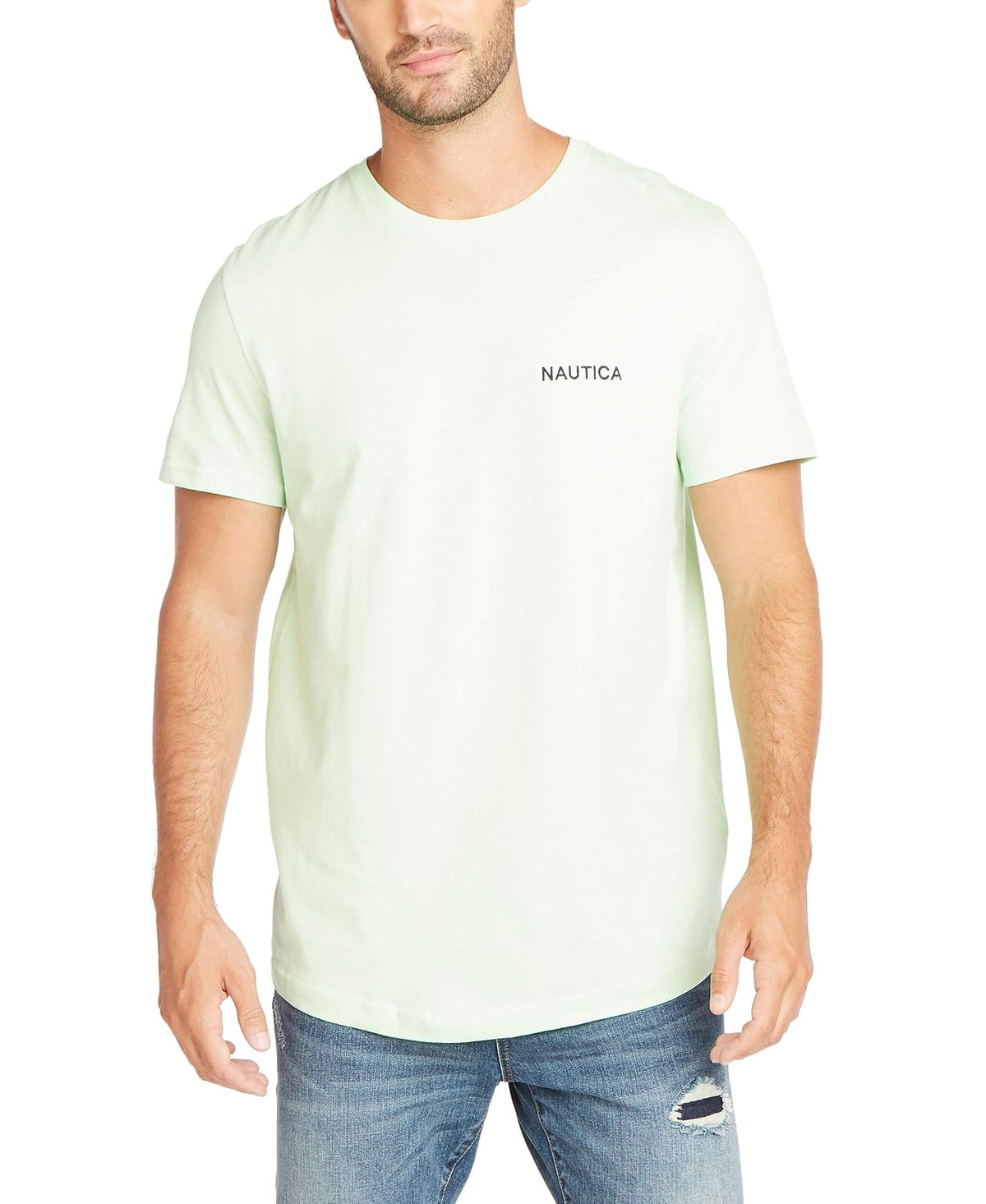 Nautica Playera Cuello Redondo para Hombre, Manga Corta - XL - Patina Verde Sólido