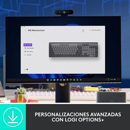 Logitech MX Mechanical Teclado Inalámbrico Iluminado de Desempeño, con Interruptores Táctiles Silenciosos, Teclas Retroiluminadas, Bluetooth, USB-C, macOS, Windows, Linux, iOS, Android, Metal