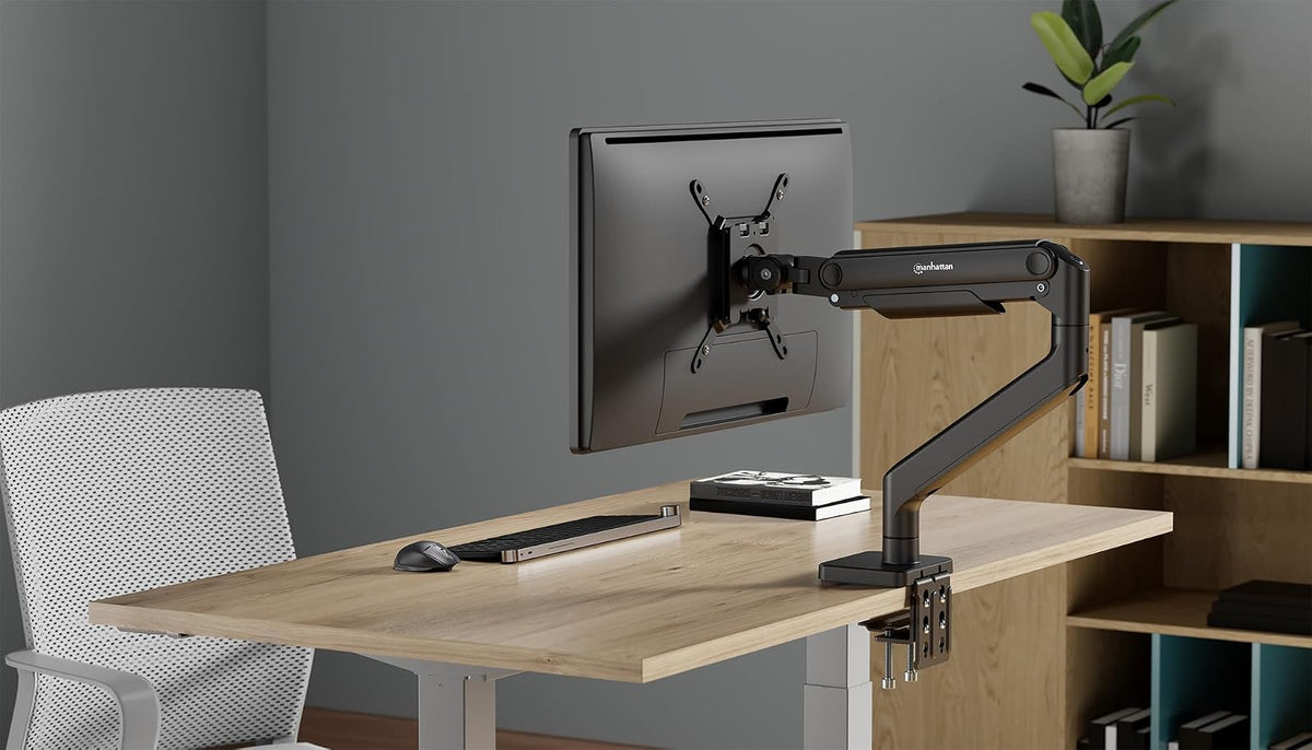 Manhattan 462570 Soporte de Aluminio con Sistema de pistón para 1 Monitor de 17" a 49"