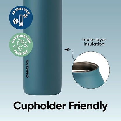 Owala FreeSip - Botella de agua de acero inoxidable con popote para deportes y viajes, sin BPA, 24 onzas, mezclilla