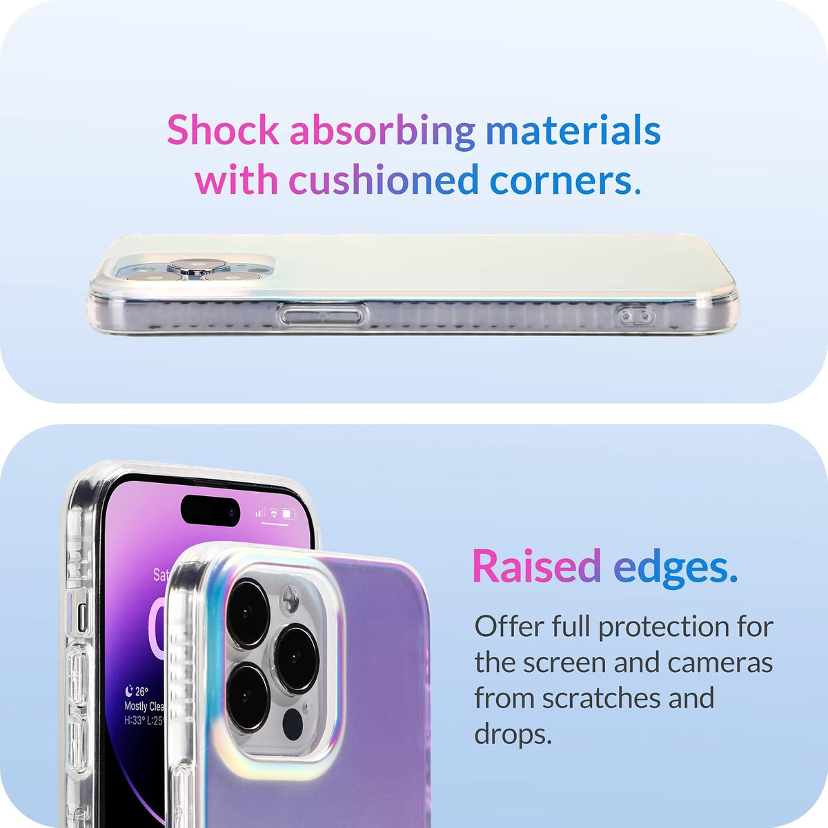 LONLI - Serie Just in Case (para iPhone 14 Pro MAX) - Funda mate fluorescente iridiscente