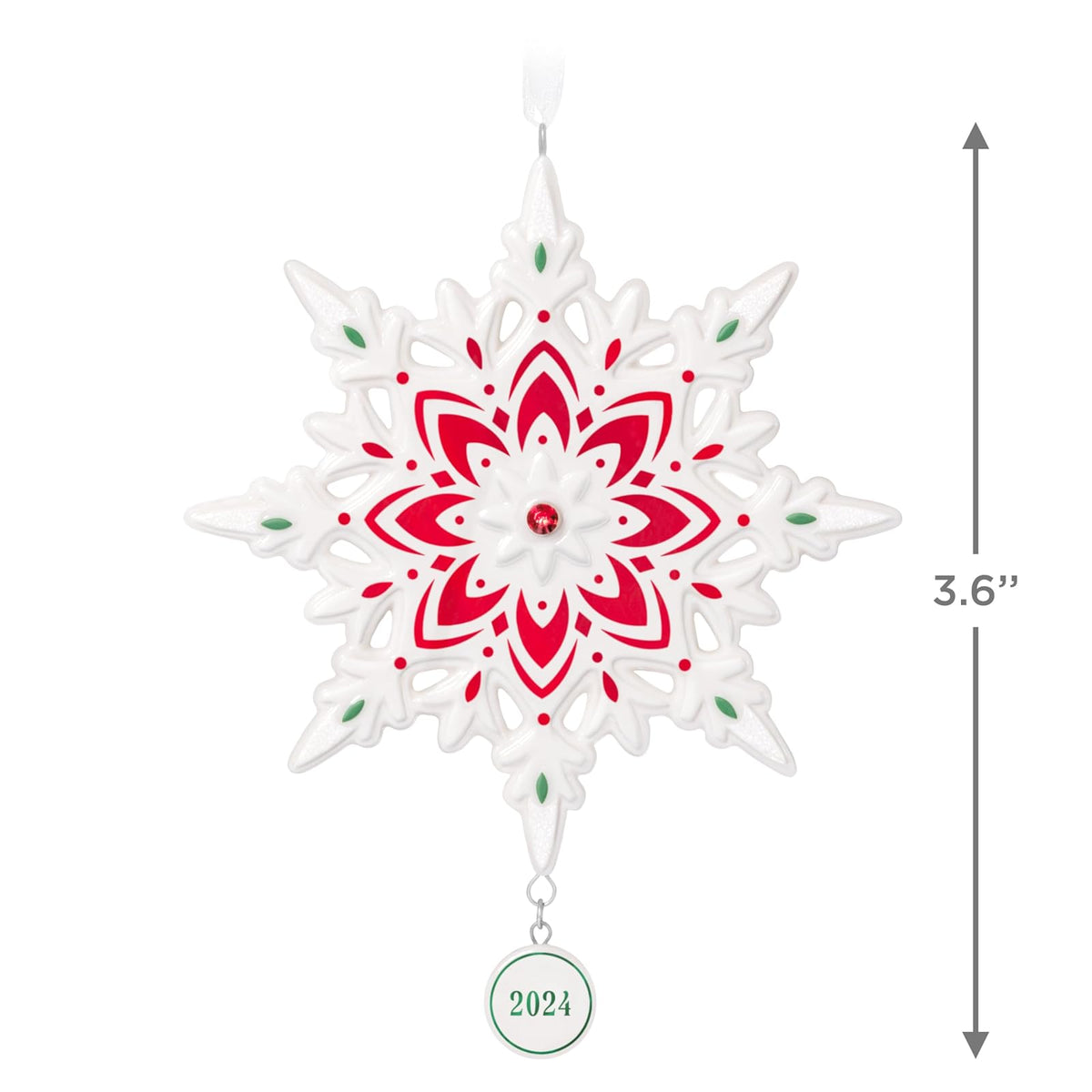 Hallmark - Adorno navideño de Recuerdo 2024, Copo de Nieve 2024, Porcelana, Copo de Nieve