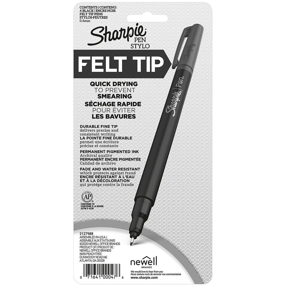 Sharpie Rotuladores De Punta Fina 0.4 Mm Negros 4 Unidades | Punta de fieltro, para dibujo artístico, marcadores permanentes