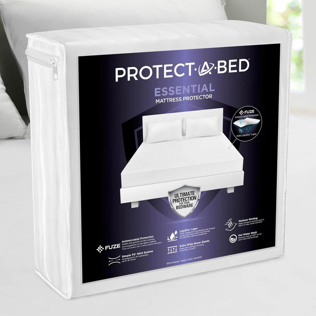 Protect-A-Bed Essential - Protector de colchón Completo, Resistente a los ácaros del Polvo, silencioso y Resistente al Olor, 100% Impermeable, Lavable a máquina, se Adapta a colchones de 11 a 18