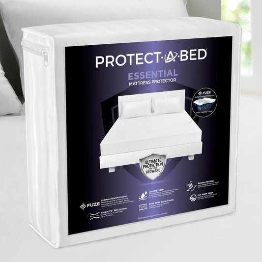 Protect-A-Bed Essential - Protector de colchón Completo, Resistente a los ácaros del Polvo, silencioso y Resistente al Olor, 100% Impermeable, Lavable a máquina, se Adapta a colchones de 11 a 18