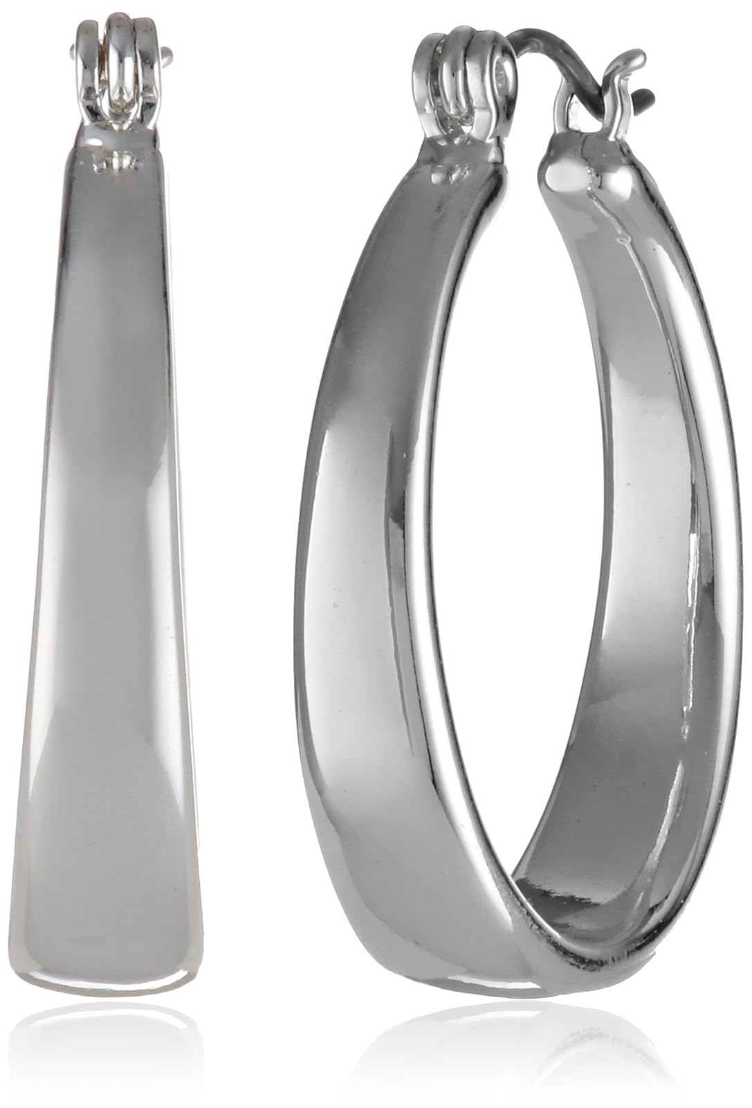 Nine West Classics Medium Hoop Earrings for Women, Silver - Pequeño - plateado