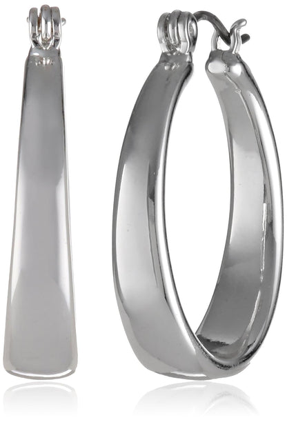 Nine West Classics Medium Hoop Earrings for Women, Silver - Pequeño - plateado