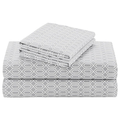 Comfort Spaces Juego de Sábanas de Algodón 144 Hilos - Gris Diamante - Doble