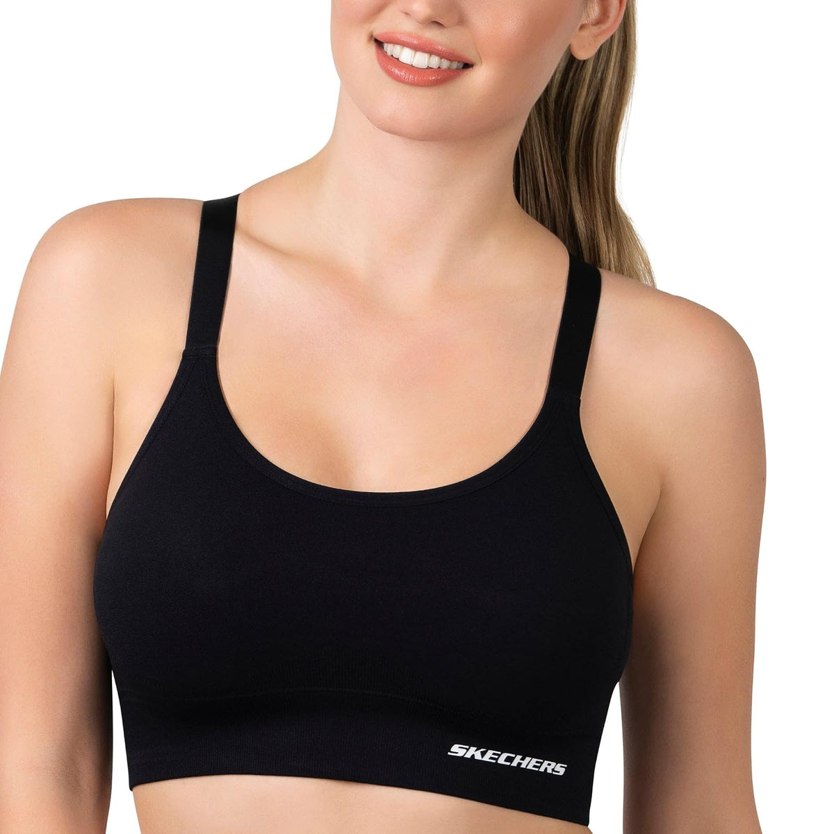 Skechers - Pack de 3 Sujetadores Deportivos para Mujer, Sostén Deportivo, Espalda Cruzada, atlética, Yoga, Paquete múltiple