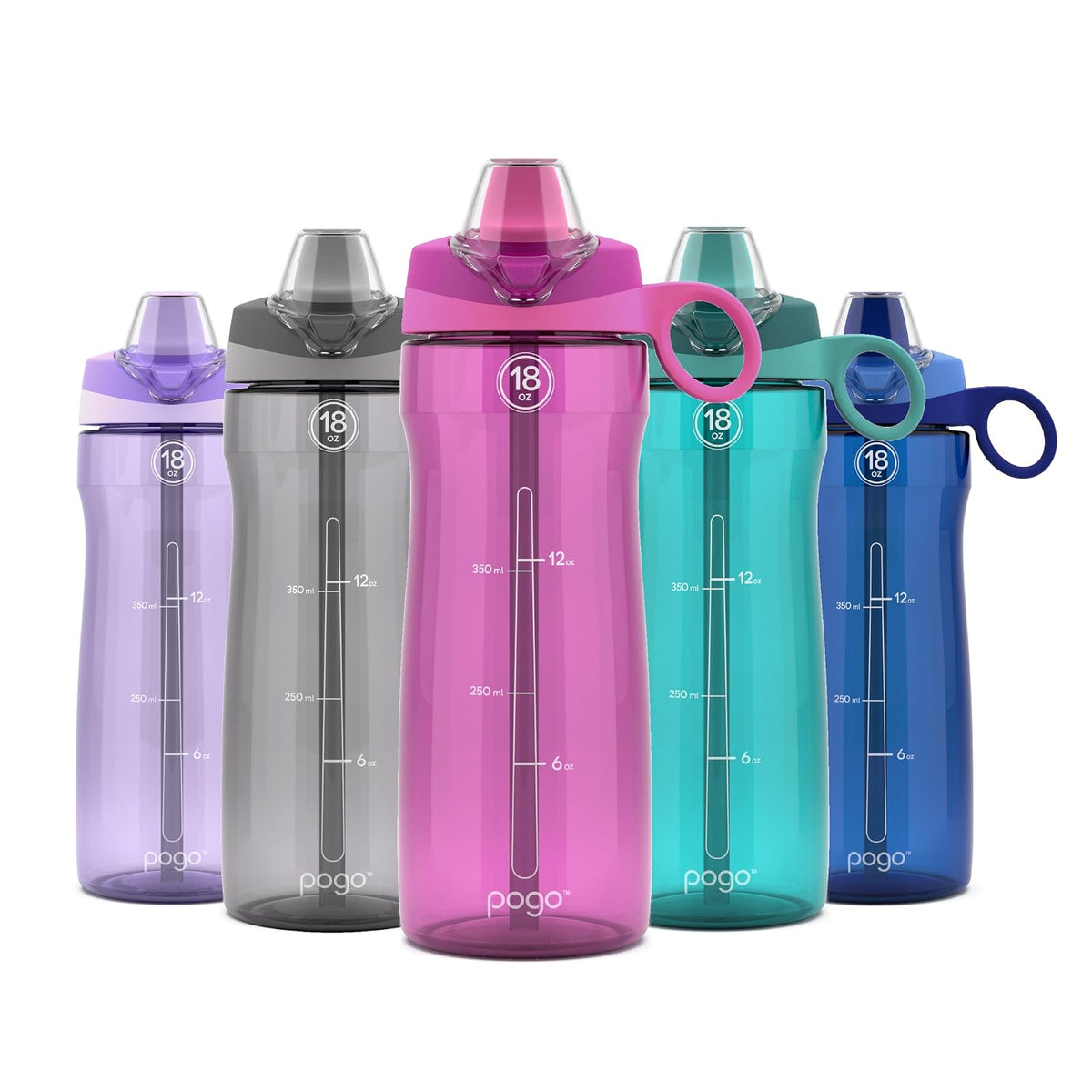 Pogo Botella de Agua con Tapa deslizable, de plástico sin BPA, 532.32 ml
