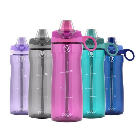 Pogo Botella de Agua con Tapa deslizable, de plástico sin BPA, 532.32 ml