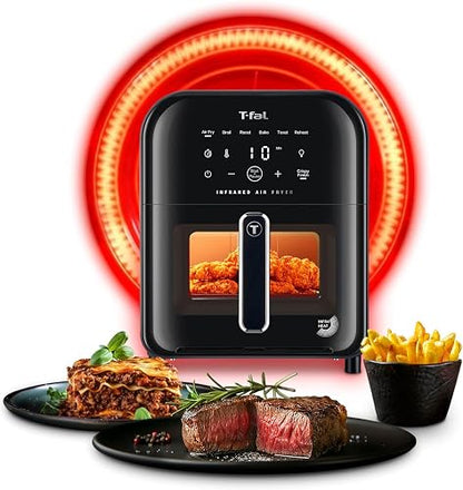 T-FAL Freidora de aire Digital Infrared 5L | Tecnología Infrarroja, ventana de visualización, 7 programas automáticos, Más rápido, más jugoso, más crujiente. EY8158U0