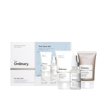 The Ordinary Clear Set, Kit de Skincare para Piel propensa a brotes — Régimen de 3 pasos que incluye: Glucoside Foaming Cleanser, Salicylic Acid 2% Solution y Natural Moisturizing Factors + Beta Glucan