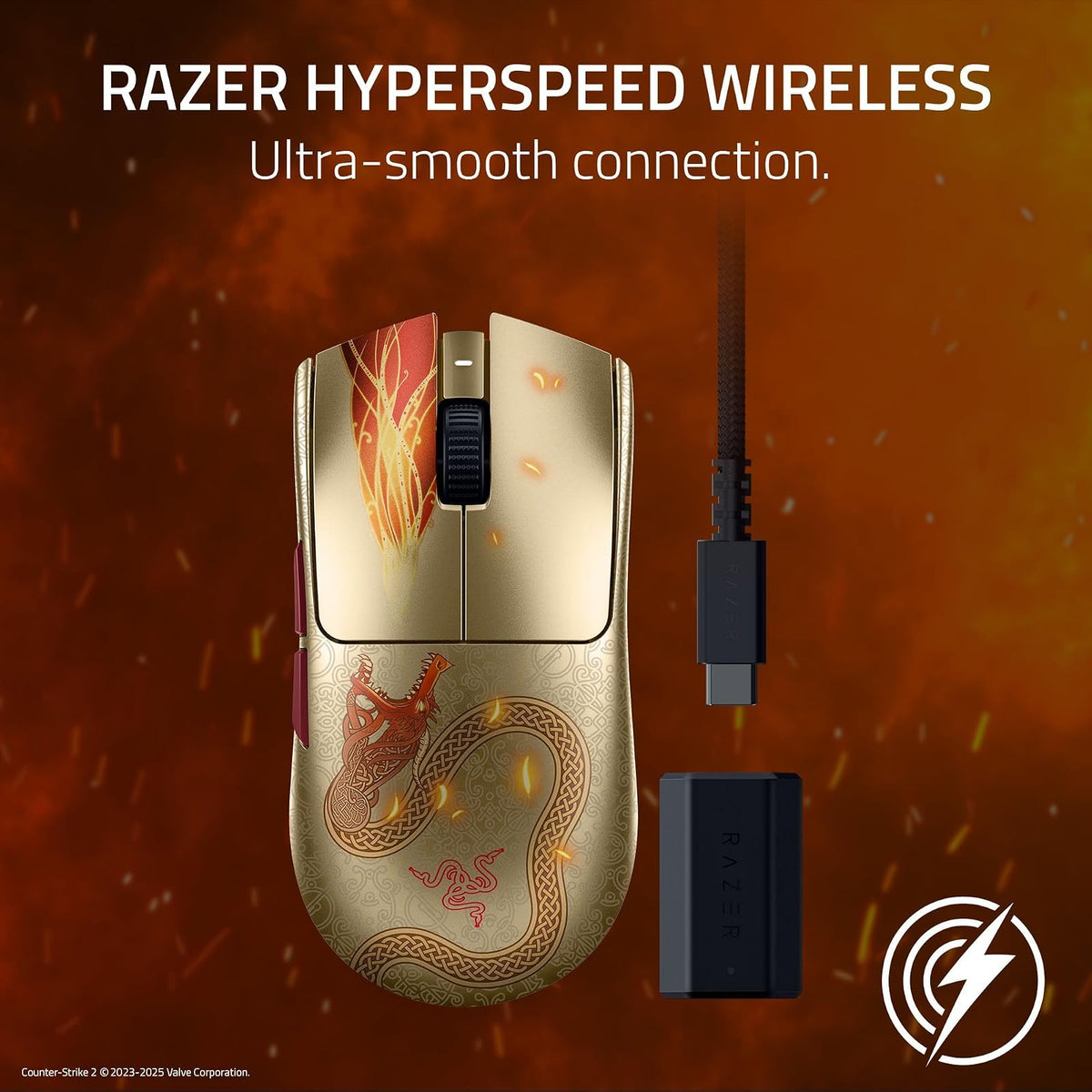 Razer Viper V3 Pro Wireless Esports Gaming Mouse: Symmetrical - 54g - 8K Polling - 35K dpi Optical Sensor - Gen3 Optical Switches - 8 Programmable Controls - 95 HR Battery - Counter-Strike 2 Edition