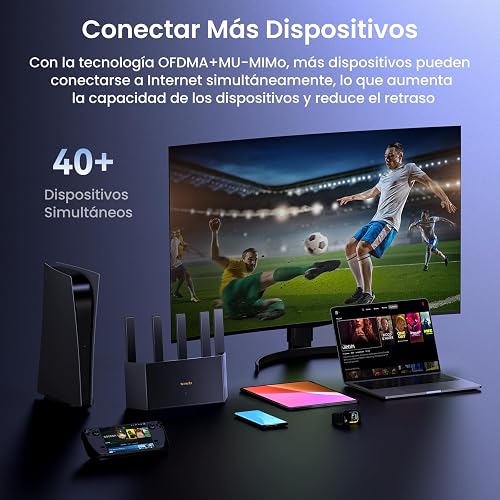 Tenda Router RX12L Pro WiFi 6 AX3000 WiFi de Doble Banda, 5 Antenas de 6dBi, 4 Puertos Gigabit, Diseño Vertical, Compatible con WPA3 y VPN
