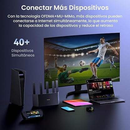Tenda Router RX12L Pro WiFi 6 AX3000 WiFi de Doble Banda, 5 Antenas de 6dBi, 4 Puertos Gigabit, Diseño Vertical, Compatible con WPA3 y VPN