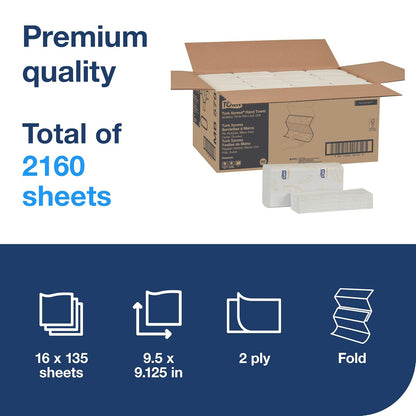 Tork Soft Xpress - Toallas de mano de papel multiplegado, color blanco, compatible con el sistema H2, 16 paquetes x 135 toallas cada una (MB579)