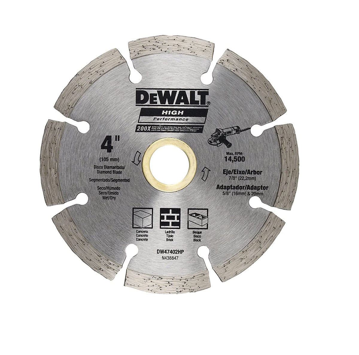 DEWALT DW47402HP Disco Diamantado Segmentado 4 x 7/8-5/8 pulg