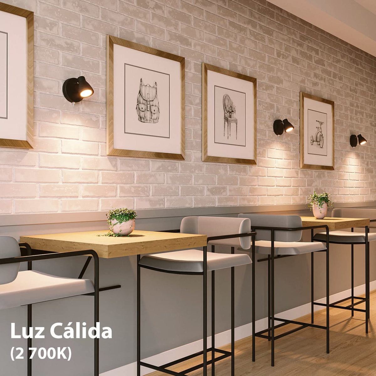 ILLUX Lámpara de muro de sobreponer, estilo riel, Decorativo y Moderno, para uso interior, Color blanco, Incluye foco GU10 Luz ideal para recamara pasillo sala TR-2401.B (Luz cálida 2700 K)