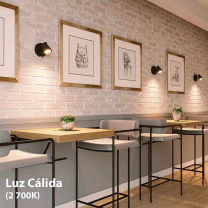 ILLUX Lámpara de muro de sobreponer, estilo riel, Decorativo y Moderno, para uso interior, Color blanco, Incluye foco GU10 Luz ideal para recamara pasillo sala TR-2401.B (Luz cálida 2700 K)
