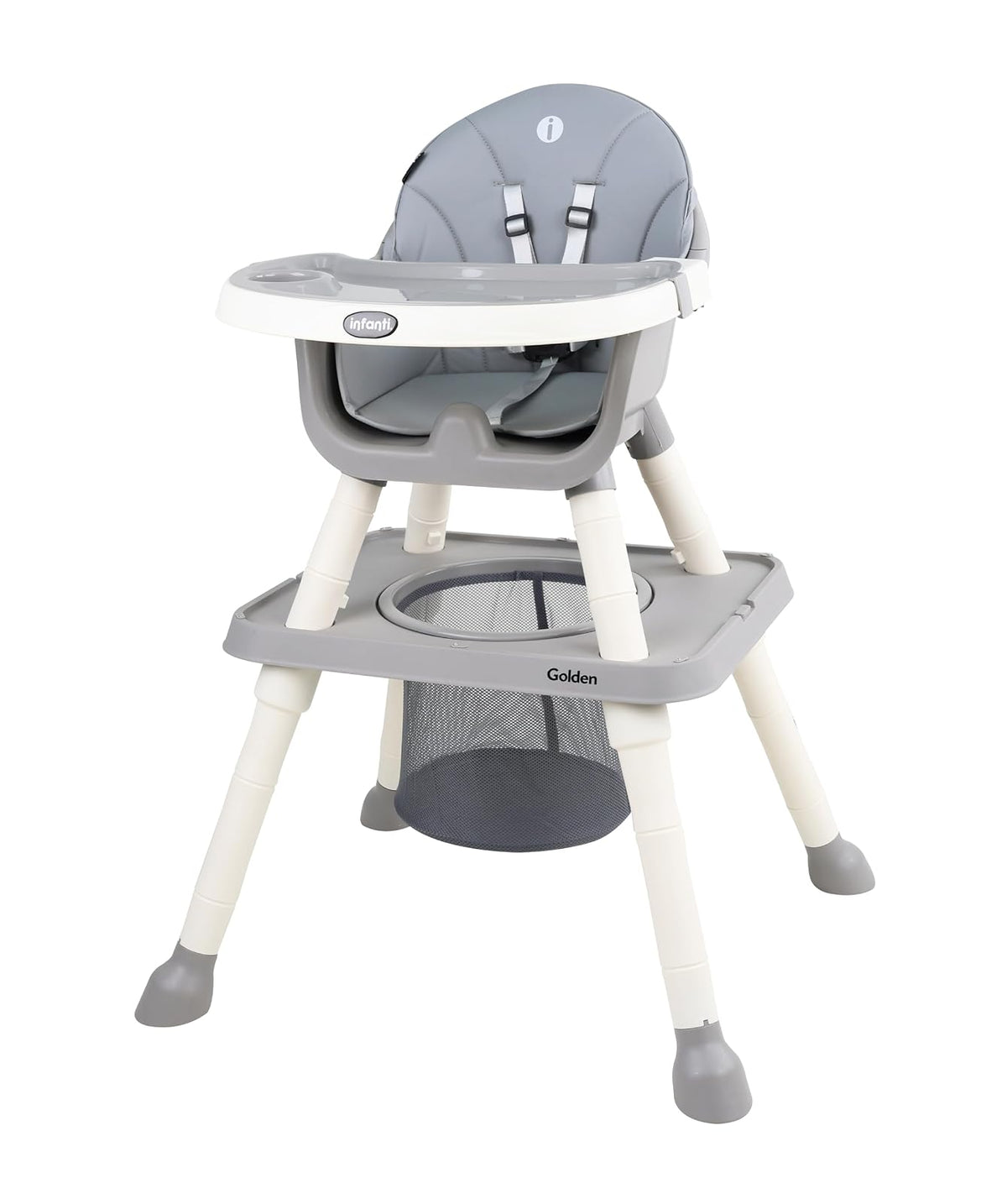 Infanti Silla Alta Golden 6 en 1, con Mesa Interactiva - Gris