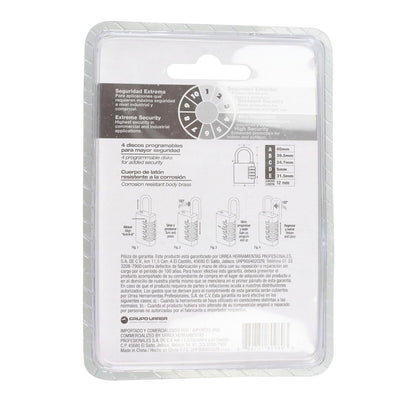 Bihpjd Lock 12CA Candado de Combinaci?n Programable para Maleta, Lat?n, 40 Mm