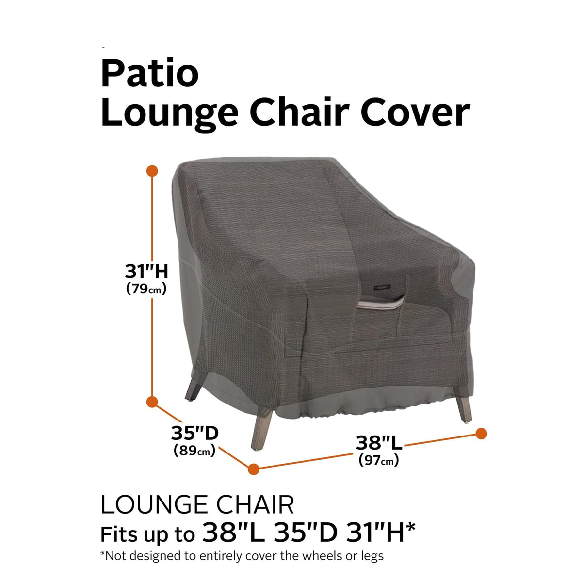 Classic Accessories Ravenna - Funda Resistente al Agua para sillón de Patio de 38 Pulgadas, Fundas para Muebles de Patio