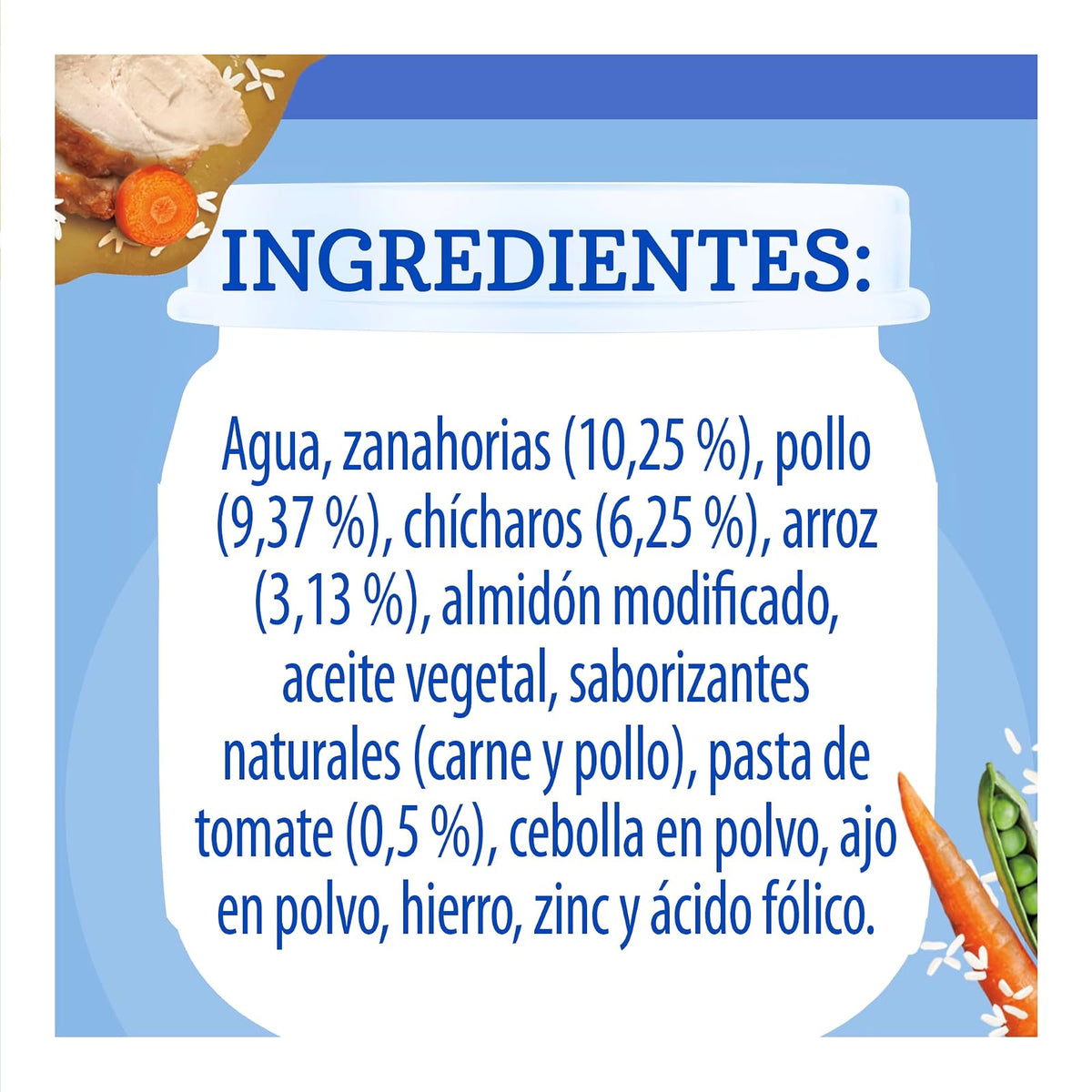 Gerber Papilla Comidita Casera Etapa 3 Pollo, Verduras y Arroz 170g Paquete 12