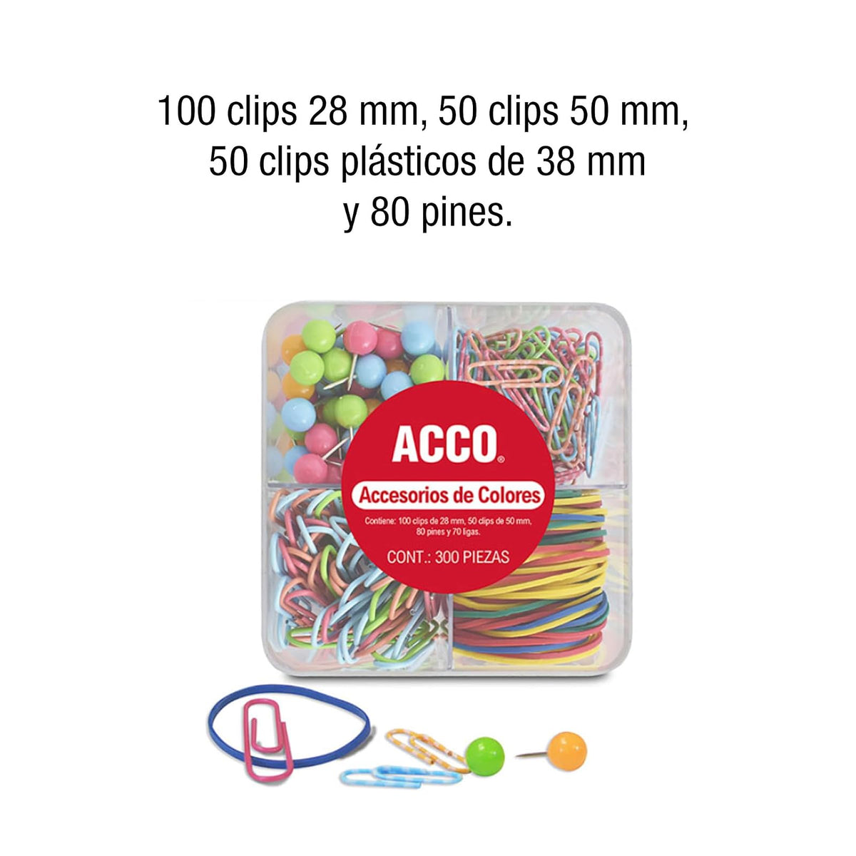 ACCO Set de Clips y Accesorios de Colores, Color Fresa. P4598