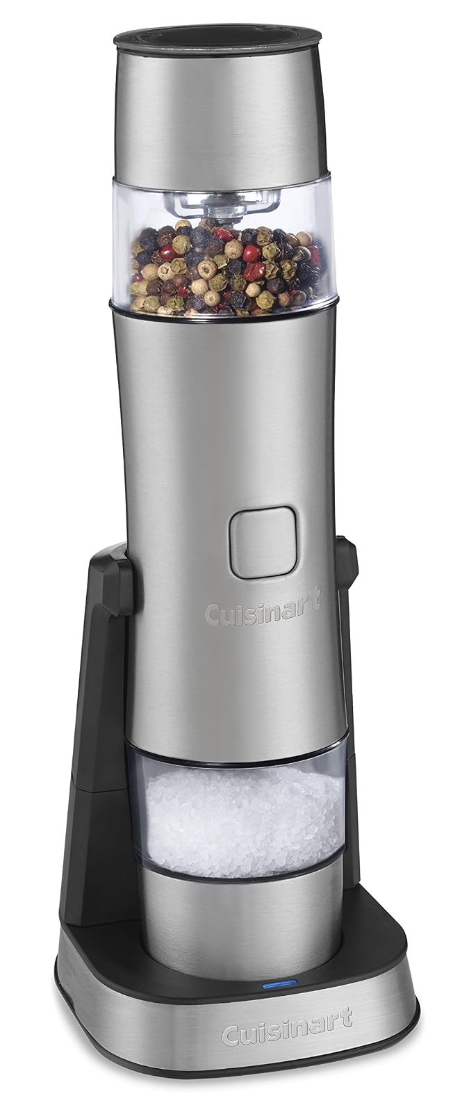 Cuisinart Molino Salero Pimentero y Especias Eléctrico SG-3ES Premium | Muela sal, pimienta y especias con un botón, Carcasa acero con logo relieve, Ajuste molido fino a grueso. Recargable
