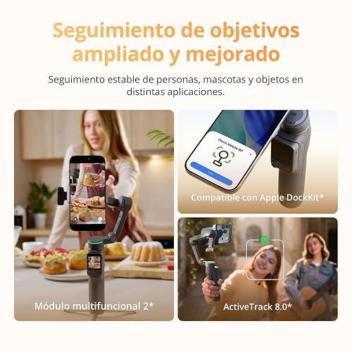 Osmo Mobile 8P + Transmisor Mic Mini 2, gimbal móvil, micró inalámbrico | Estabilizador (iPhone&Android), audio lleno de detalles, OsmoAudio, cancelación activa de ruido, estabilización de 3 ejes