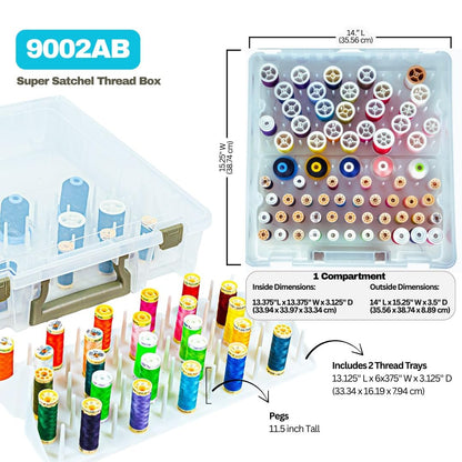 ArtBin Thread Box- Super Satchel Storage Container with Two Removable Trays for Thread spools, 9002AB