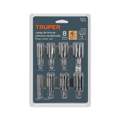 Truper JBC-8, Juego de 8 brocas clavacote para madera