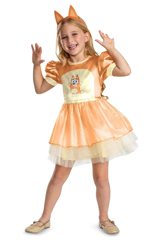 Disfraz Oficial de Bingo para Niñas, Incluye Vestido con Falda y Diadema con Orejas, Talla 3T-4T