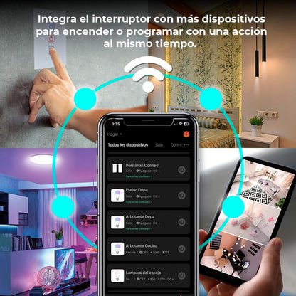 Tecnolite Connect - Apagador Inteligente Táctil WiFi 3 Circuitos, Sin Cable Neutro, Compatible con App móvil, Alexa, Google y Siri, Interruptor Inteligente