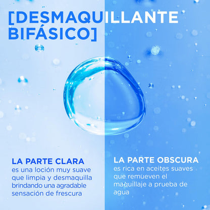 L'Oreal Paris Desmaquillante Bifásico para Ojos y Labios, Todo Tipo de Piel, 200ml.