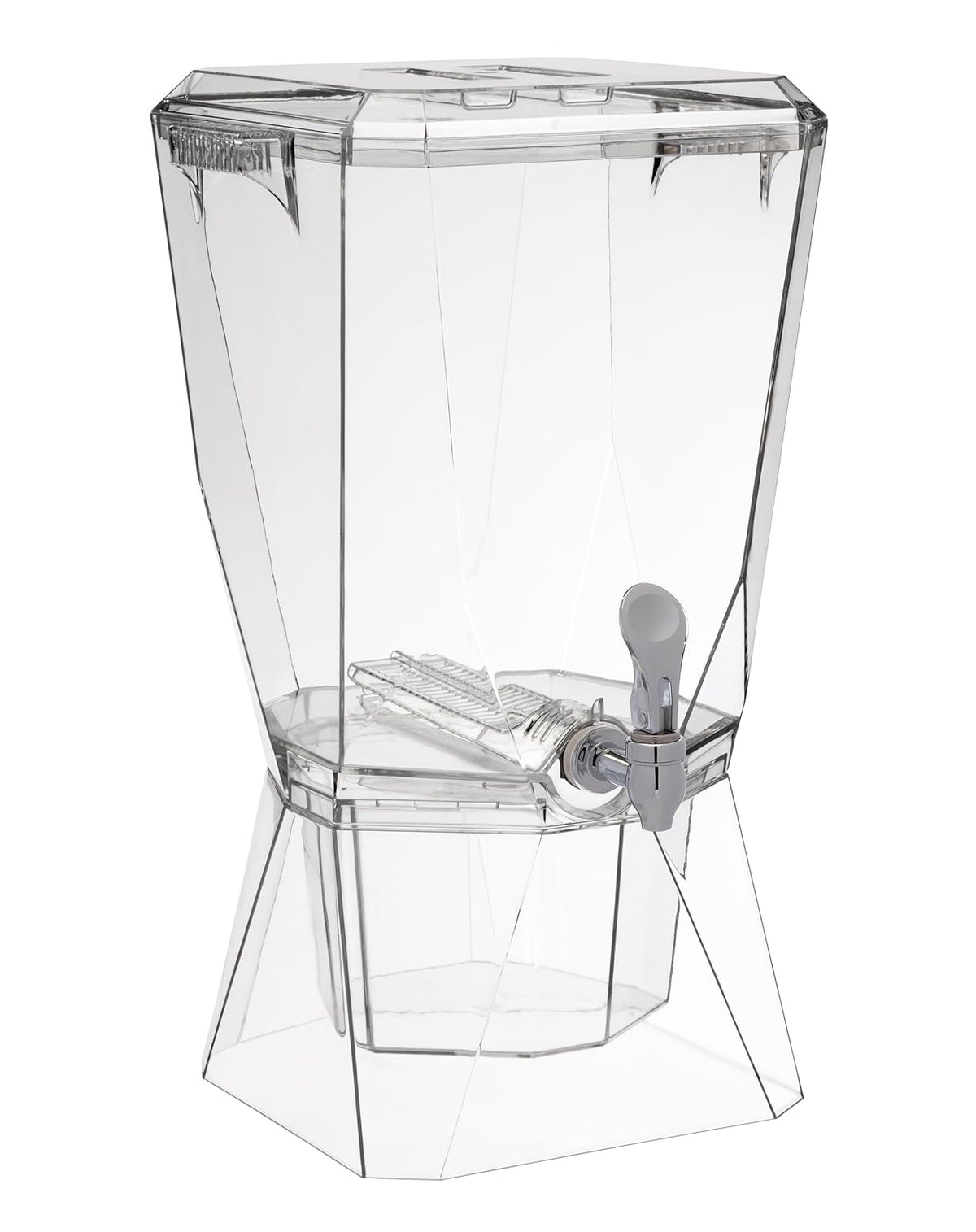 CreativeWare Crown - Dispensador de bebidas con base y clip de nombre, 3.5 galones, transparente